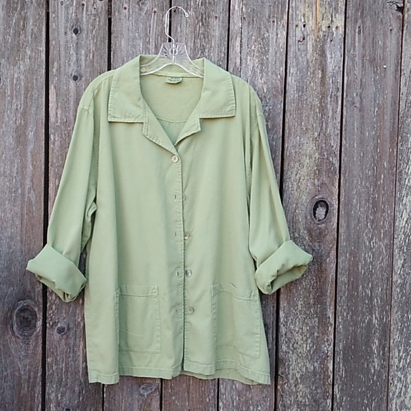Light Green Cotton Duster Jacket Topper - Picture 7 of 7